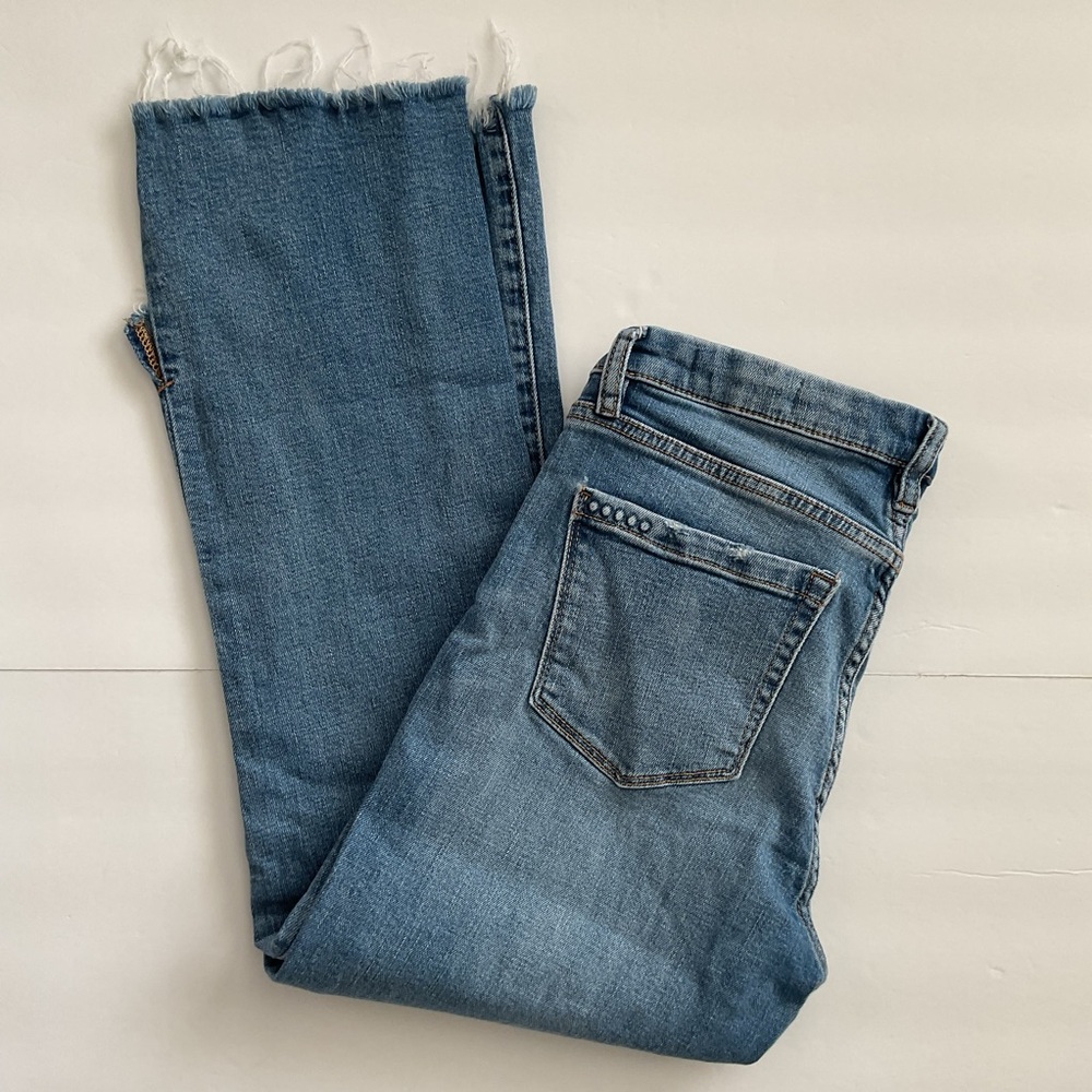 Blank NYC Womens Jeans Cropped Kick Flare Cut Off Frayed Hem Size 28